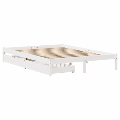 Sengeramme uden madras 120x190 cm massivt fyrretræ hvid