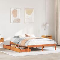 Sengeramme uden madras 140x190 cm massivt fyrretræ gyldenbrun