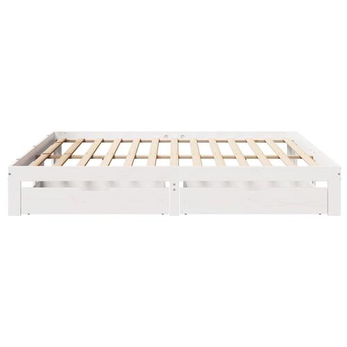 Sengeramme med skuffer 180x200 cm massivt fyrretræ hvid