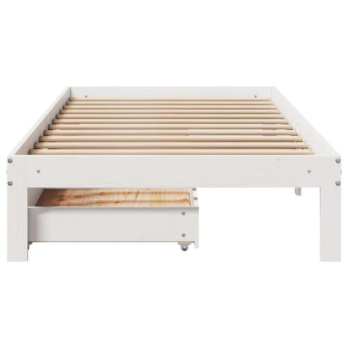 Sengeramme med skuffer 90x200 cm massivt fyrretræ hvid