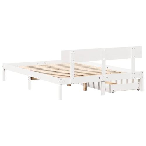 Sengeramme uden madras 120x190 cm massivt fyrretræ hvid