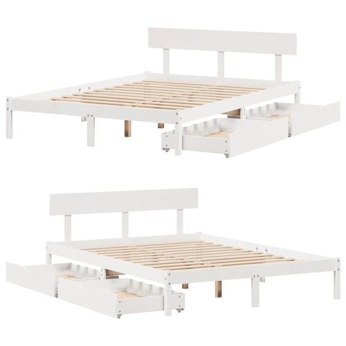 Sengeramme uden madras 120x190 cm massivt fyrretræ hvid