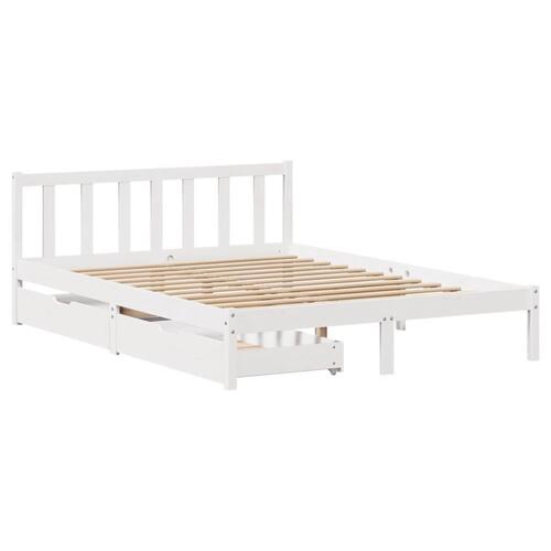Sengeramme uden madras 150x200 cm massivt fyrretræ hvid