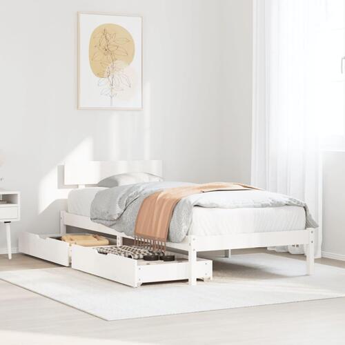 Sengeramme uden madras 75x190 cm massivt fyrretræ hvid