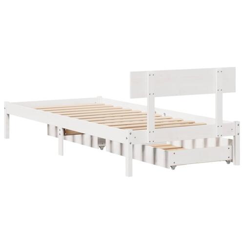 Sengeramme uden madras 75x190 cm massivt fyrretræ hvid
