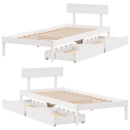 Sengeramme uden madras 75x190 cm massivt fyrretræ hvid