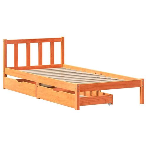 Sengeramme uden madras 90x200 cm massivt fyrretræ gyldenbrun