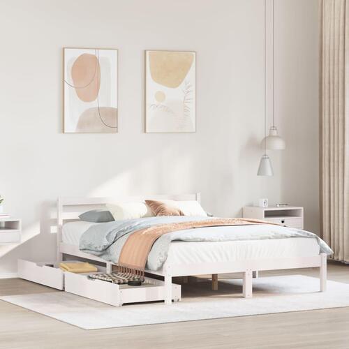 Sengeramme uden madras 150x200 cm massivt fyrretræ hvid