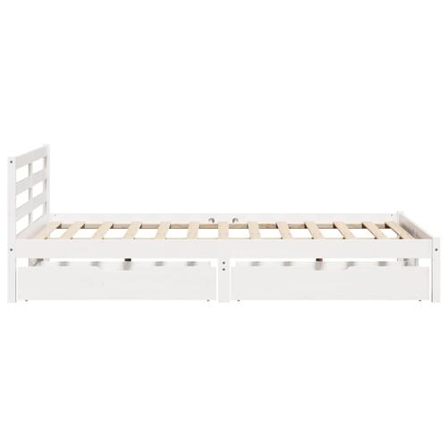 Sengeramme uden madras 140x200 cm massivt fyrretræ hvid