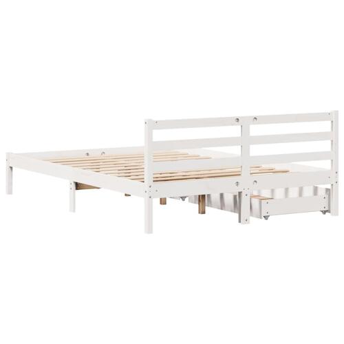 Sengeramme uden madras 140x200 cm massivt fyrretræ hvid
