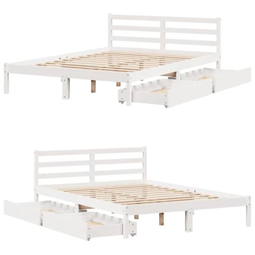 Sengeramme uden madras 140x200 cm massivt fyrretræ hvid