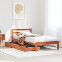 Sengeramme uden madras 90x200 cm massivt fyrretræ gyldenbrun