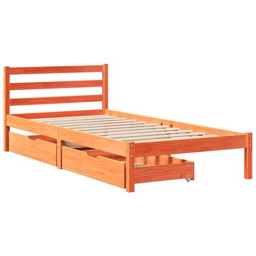 Sengeramme uden madras 90x200 cm massivt fyrretræ gyldenbrun