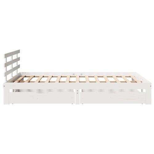 Sengeramme med skuffer 150x200 cm massivt fyrretræ hvid