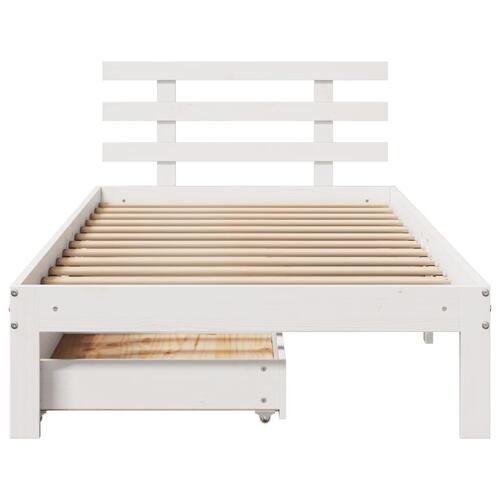 Sengeramme med skuffer 90x200 cm massivt fyrretræ hvid