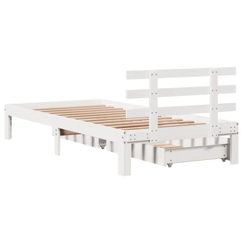 Sengeramme med skuffer 90x200 cm massivt fyrretræ hvid