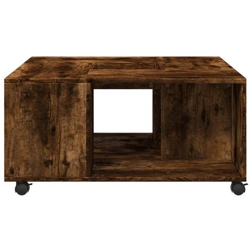 Sofabord 80x80x40 cm konstrueret træ røget egetræsfarve