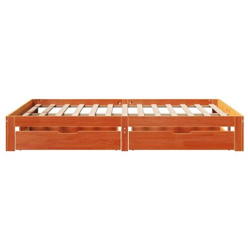 Sengeramme med skuffer 140x190 cm massivt fyrretræ gyldenbrun