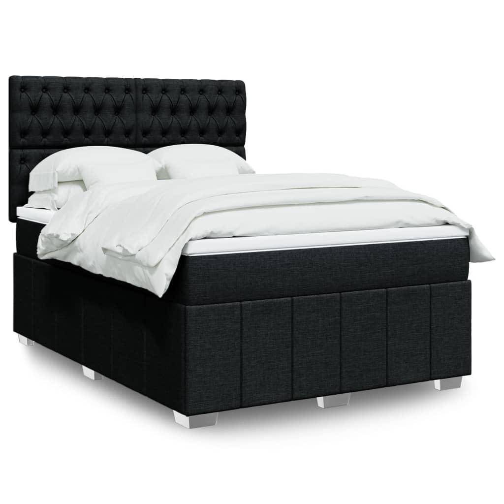 Kontinentalseng med madras 140x190 cm - stof, sort