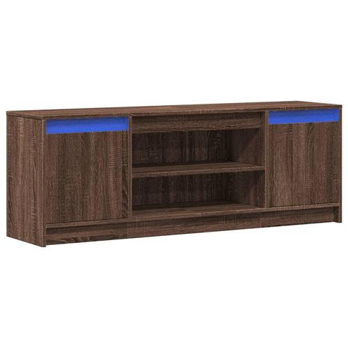 Tv-bord m. LED-lys 139,5x34x50 cm konstrueret træ brunt eg