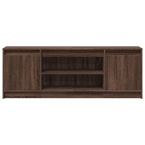 Tv-bord m. LED-lys 139,5x34x50 cm konstrueret træ brunt eg