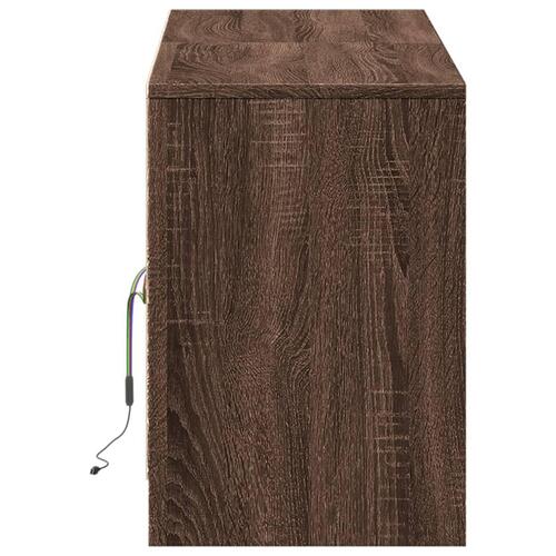 Tv-bord m. LED-lys 139,5x34x50 cm konstrueret træ brunt eg