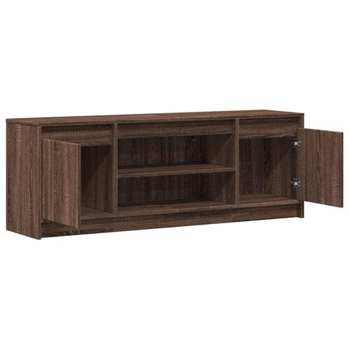 Tv-bord m. LED-lys 139,5x34x50 cm konstrueret træ brunt eg