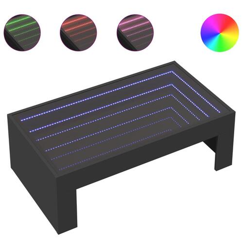 Sofabord med Infinity LED-lys 90x50x30 cm sort
