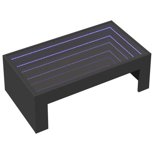 Sofabord med Infinity LED-lys 90x50x30 cm sort