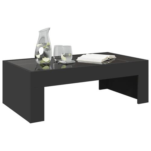 Sofabord med Infinity LED-lys 90x50x30 cm sort