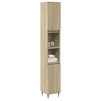 Badeværelsesskab 30x30x190 cm konstrueret træ sonoma-eg
