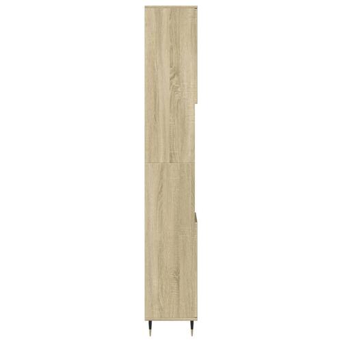 Badeværelsesskab 30x30x190 cm konstrueret træ sonoma-eg