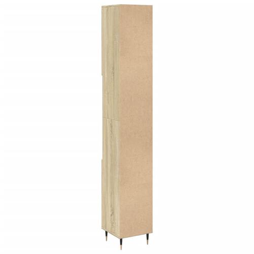 Badeværelsesskab 30x30x190 cm konstrueret træ sonoma-eg