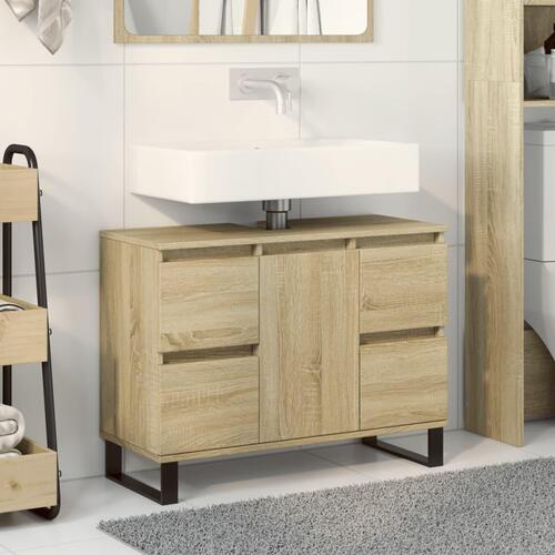 Badeværelsesskab 80x33x60 cm konstrueret træ sonoma-eg