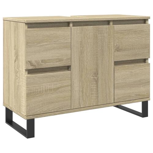 Badeværelsesskab 80x33x60 cm konstrueret træ sonoma-eg