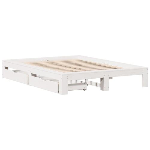 Sengeramme uden madras 160x200 cm massivt fyrretræ hvid