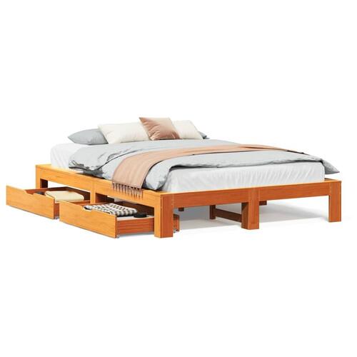 Sengeramme uden madras 140x200 cm massivt fyr gyldenbrun