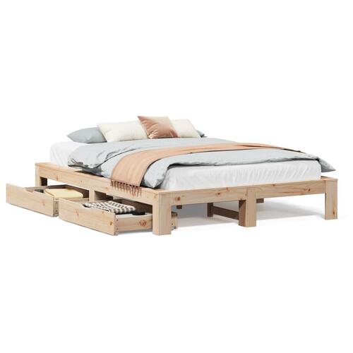 Sengeramme uden madras 150x200 cm massivt fyrretræ