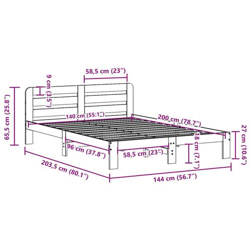 Sengeramme uden madras 140x200 cm massivt fyrretræ