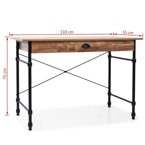Skrivebord med skuffe 110 x 55 x 75 cm egetræsfarve
