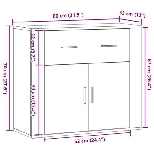 Skænk 80x33x70 cm konstrueret træ gammelt træ-look