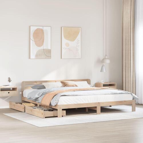 Sengeramme uden madras 200x200 cm massivt fyrretræ