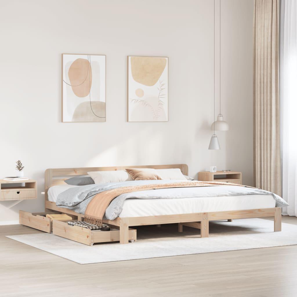 Sengeramme uden madras 200x200 cm massivt fyrretræ