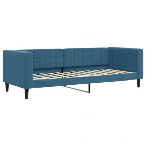 Daybed 80×200 cm i velour - blå sovesofa til stue og soveværelse