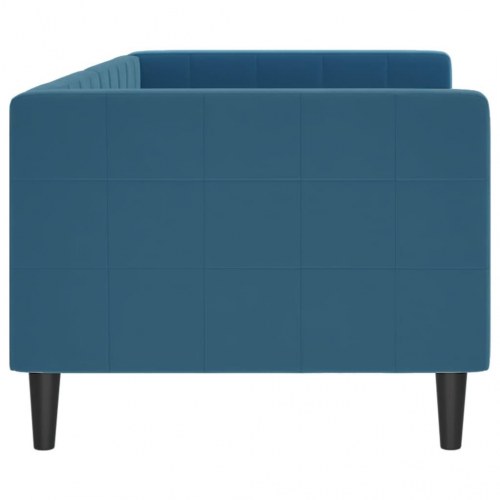 Daybed 80×200 cm i velour - blå sovesofa til stue og soveværelse