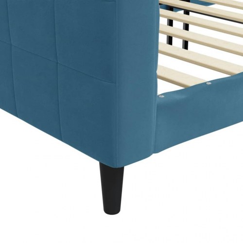 Daybed 80×200 cm i velour - blå sovesofa til stue og soveværelse