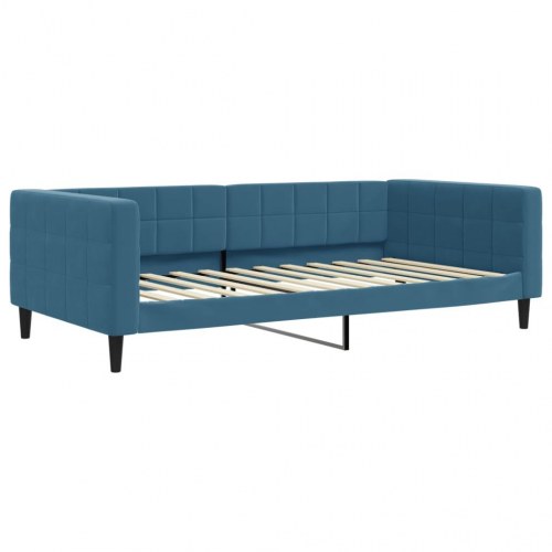 Daybed 100x200 cm i velour - blå sovesofa/sengeramme