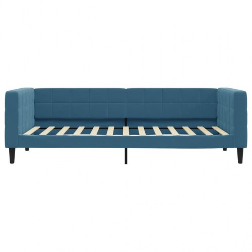 Daybed 100x200 cm i velour - blå sovesofa/sengeramme