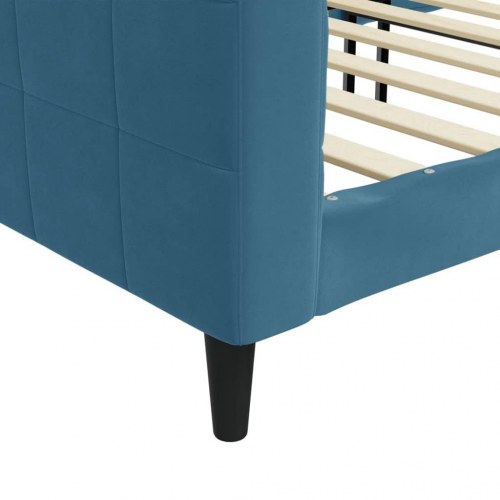 Daybed 100x200 cm i velour - blå sovesofa/sengeramme