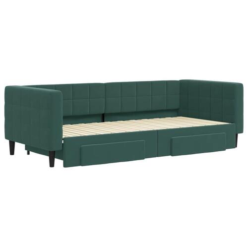 Daybed med udtræk og skuffer 90x200 cm velour mørkegrøn